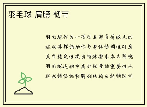 羽毛球 肩膀 韧带